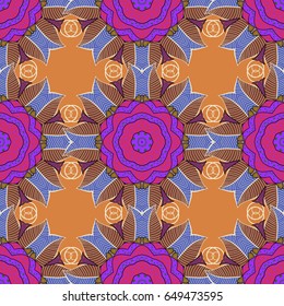 Elegant seamless pattern with decorative flowers in blue colors. Vector floral pattern for wedding invitations, greeting cards, scrapbooking, print, gift wrap, manufacturing fabric and textile.
