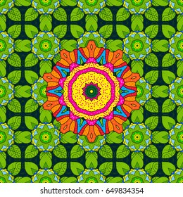 Elegant seamless pattern with decorative flowers in colors. Vector floral pattern for wedding invitations, greeting cards, scrapbooking, print, gift wrap, manufacturing fabric and textile.