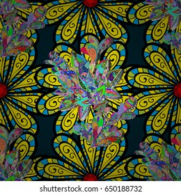 Elegant seamless pattern with decorative flowers in blue colors. Vector floral pattern for wedding invitations, greeting cards, scrapbooking, print, gift wrap, manufacturing fabric and textile.