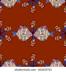 Elegant seamless pattern with decorative flowers in colors. Vector floral pattern for wedding invitations, greeting cards, scrapbooking, print, gift wrap, manufacturing fabric and textile.