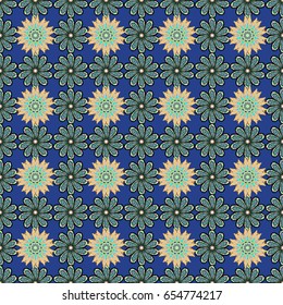 Elegant seamless pattern with decorative flowers in colors. Vector floral pattern for wedding invitations, greeting cards, scrapbooking, print, gift wrap, manufacturing fabric and textile.