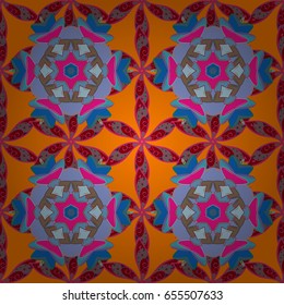 Elegant seamless pattern with decorative flowers in colors. Vector floral pattern for wedding invitations, greeting cards, scrapbooking, print, gift wrap, manufacturing fabric and textile.