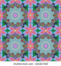 Elegant seamless pattern with decorative flowers in colors. Vector floral pattern for wedding invitations, greeting cards, scrapbooking, print, gift wrap, manufacturing fabric and textile.
