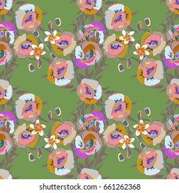 Elegant seamless pattern with decorative flowers background, design elements. Vector floral pattern for wedding invitations, scrapbooking, print, gift wrap, manufacturing fabric and textile.