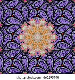 Elegant seamless pattern with decorative flowers in colorful colors. Vector floral pattern for wedding invitations, greeting cards, scrapbooking, print, gift wrap, manufacturing fabric and textile.