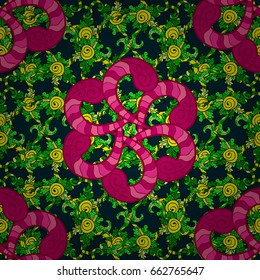 Elegant seamless pattern with decorative flowers in colors. Vector floral pattern for wedding invitations, greeting cards, scrapbooking, print, gift wrap, manufacturing fabric and textile.