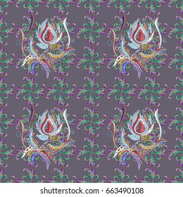 Elegant seamless pattern with decorative flowers in colors. Vector floral pattern for wedding invitations, greeting cards, scrapbooking, print, gift wrap, manufacturing fabric and textile.