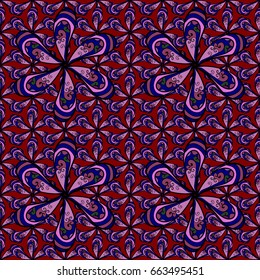 Elegant seamless pattern with decorative flowers in colors. Vector floral pattern for wedding invitations, greeting cards, scrapbooking, print, gift wrap, manufacturing fabric and textile.