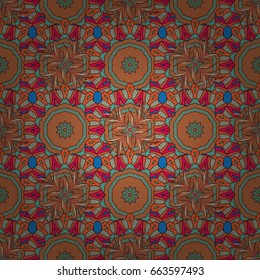 Elegant seamless pattern with decorative flowers in colors. Vector floral pattern for wedding invitations, greeting cards, scrapbooking, print, gift wrap, manufacturing fabric and textile.