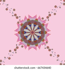 Elegant seamless pattern with decorative flowers in colors. Vector floral pattern for wedding invitations, greeting cards, scrapbooking, print, gift wrap, manufacturing fabric and textile.