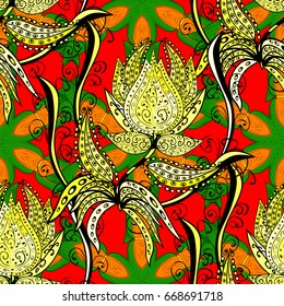 Elegant seamless pattern with decorative flowers in colors. Vector floral pattern for wedding invitations, greeting cards, scrapbooking, print, gift wrap, manufacturing fabric and textile.