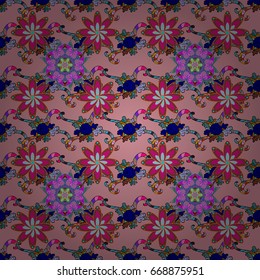Elegant seamless pattern with decorative flowers in colors. Vector floral pattern for wedding invitations, greeting cards, scrapbooking, print, gift wrap, manufacturing fabric and textile.