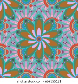 Elegant seamless pattern with decorative flowers in blue colors. Vector floral pattern for wedding invitations, greeting cards, scrapbooking, print, gift wrap, manufacturing fabric and textile.