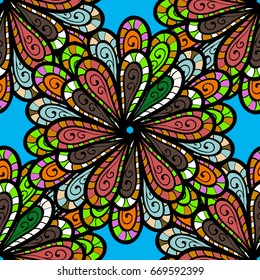Elegant seamless pattern with decorative flowers in colorfil colors. Vector floral pattern for wedding invitations, greeting cards, scrapbooking, print, gift wrap, manufacturing fabric and textile.