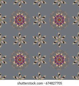 Elegant seamless pattern with decorative flowers in blue colors. Vector floral pattern for wedding invitations, greeting cards, scrapbooking, print, gift wrap, manufacturing fabric and textile.