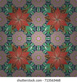 Elegant seamless pattern with decorative flowers in green, pink and neutral colors. Vector floral pattern for wedding invitations, greeting cards, print, gift wrap, manufacturing fabric and textile.