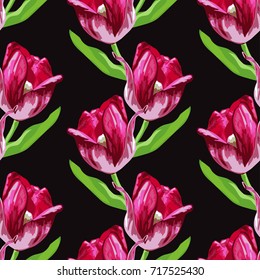 Elegant seamless pattern with decorative flowers in watercolor style, design elements. Floral pattern for wedding invitations, greeting cards, scrapbooking, print, gift wrap, manufacturing. Editable