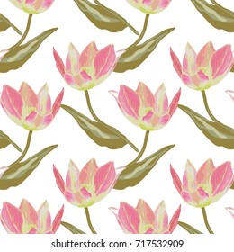 Elegant seamless pattern with decorative flowers in watercolor style, design elements. Floral pattern for wedding invitations, greeting cards, scrapbooking, print, gift wrap, manufacturing. Editable