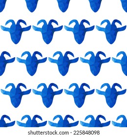 Elegant seamless pattern with decorative goats, design elements. Geometric triangles pattern for invitations, greeting cards, scrapbooking, print, gift wrap, manufacturing. New Year 2015 theme.