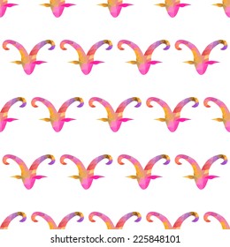 Elegant seamless pattern with decorative goats, design elements. Geometric triangles pattern for invitations, greeting cards, scrapbooking, print, gift wrap, manufacturing. New Year 2015 theme.