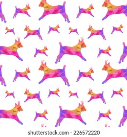 Elegant seamless pattern with decorative goats, design elements. Geometric triangles pattern for invitations, greeting cards, scrapbooking, print, gift wrap, manufacturing. New Year 2015 theme.