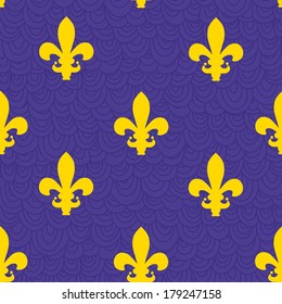 elegant seamless pattern with decorative golden lily flowers symbol, design element