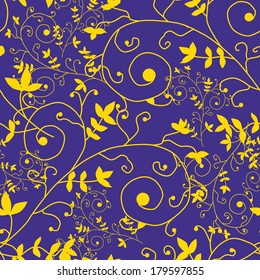 elegant seamless pattern with decorative golden floral branches, design element