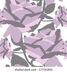 elegant seamless pattern with decorative gray roses, design element