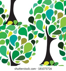 elegant seamless pattern with decorative green trees, design element