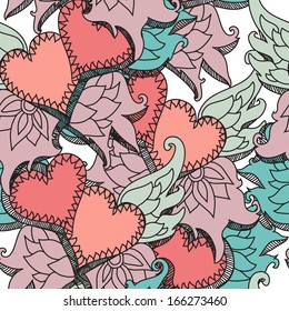 elegant seamless pattern with decorative hearts, design element