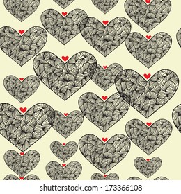 elegant seamless pattern with decorative hearts, design element