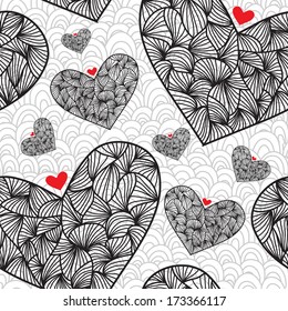 elegant seamless pattern with decorative hearts, design element