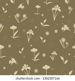 Elegant seamless pattern with decorative hibiscus, orchid, dandelion, flower elements. Floral pattern for wedding invitations, greeting cards, wallpapers, scrapbooking, print, gift wrap, manufacturing