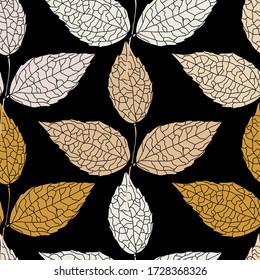 Elegant seamless pattern with decorative leaves, design elements. Floral  pattern for invitations, cards, print, gift wrap, manufacturing, textile, fabric, wallpapers