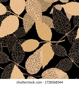 Elegant seamless pattern with decorative leaves, design elements. Floral  pattern for invitations, cards, print, gift wrap, manufacturing, textile, fabric, wallpapers