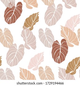 Elegante patrón impecable con hojas decorativas, elementos de diseño. Patrón floral para invitaciones, tarjetas, impresiones, envolturas de regalo, manufactura, textiles, tejidos, papeles pintados