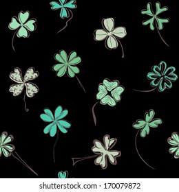 elegant seamless pattern with decorative lucky four leaf clovers, design element