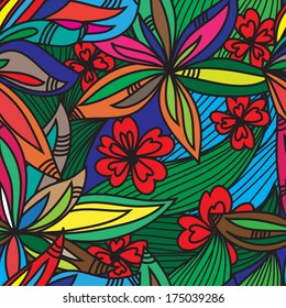 elegant seamless pattern with decorative multicolor flowers, design element
