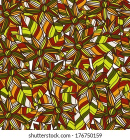 elegant seamless pattern with decorative multicolor flowers, design element
