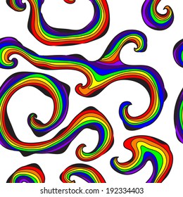 elegant seamless pattern with decorative multicolor waves, design element. Rainbow colors