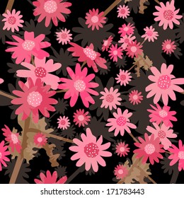 elegant seamless pattern with decorative pink flowers, design element