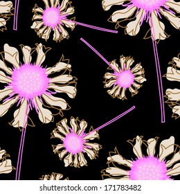 elegant seamless pattern with decorative pink flowers, design element