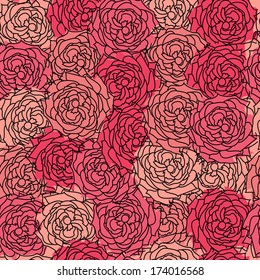 elegant seamless pattern with decorative pink roses, design element