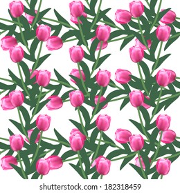 elegant seamless pattern with decorative pink tulips, design element