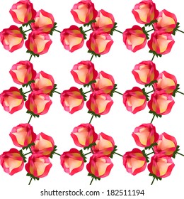 elegant seamless pattern with decorative pink yellow roses, design element