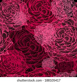 elegant seamless pattern with decorative pink and red roses, design element