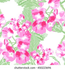 Elegant seamless pattern with decorative pink flowers in watercolor style, design elements. Floral pattern for wedding invitations, greeting cards, scrapbooking, print, gift wrap, manufacturing