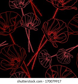 elegant seamless pattern with decorative poppies, design element
