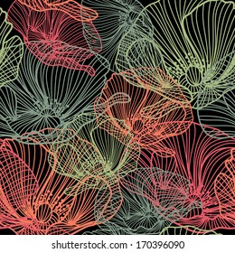 elegant seamless pattern with decorative poppies, design element