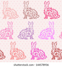 elegant seamless pattern with decorative rabbits for your design